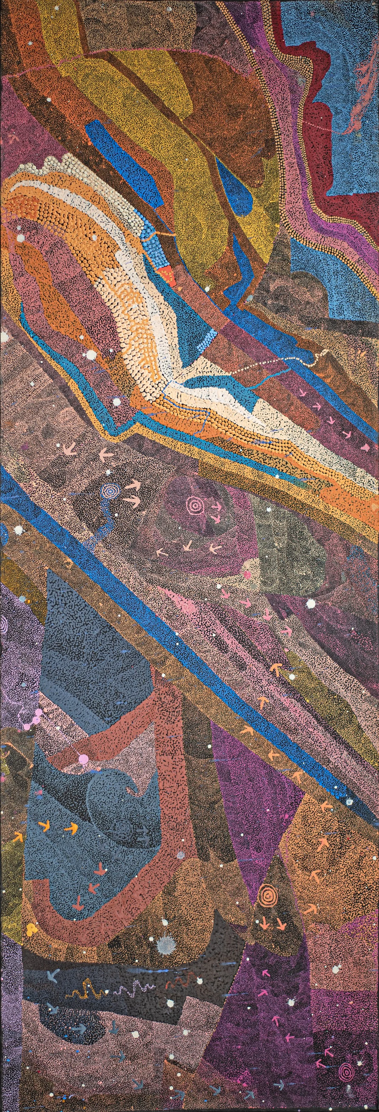 Lloyd Jampijinpa Brown - Yankirri Jukurrpa (Emu Dreaming) - Ngarlikirlangu - 122 x 41 cm - 368/25