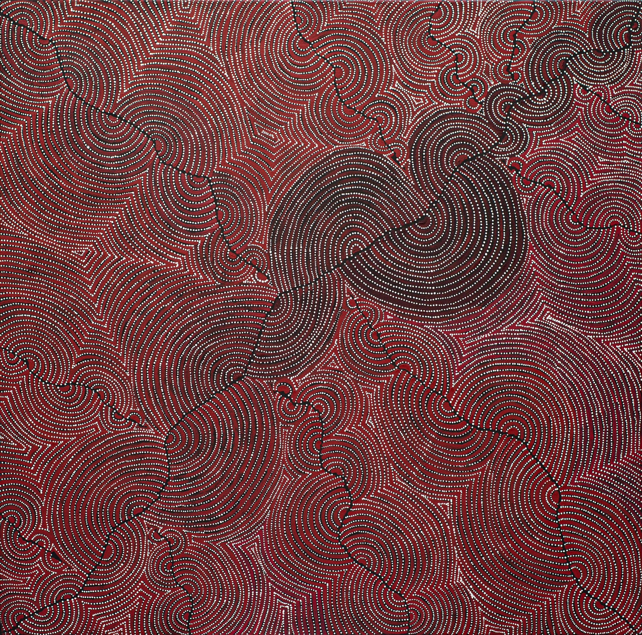 Christine Nakamarra Curtis - Mina Mina Jukurrpa (Mina Mina Dreaming) - 107 x 107 cm - 803/23ny