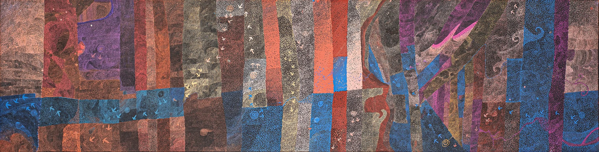 Lloyd Jampijinpa Brown - Yankirri Jukurrpa (Emu Dreaming) - Ngarlikirlangu - 183 × 46 cm - 2108/25