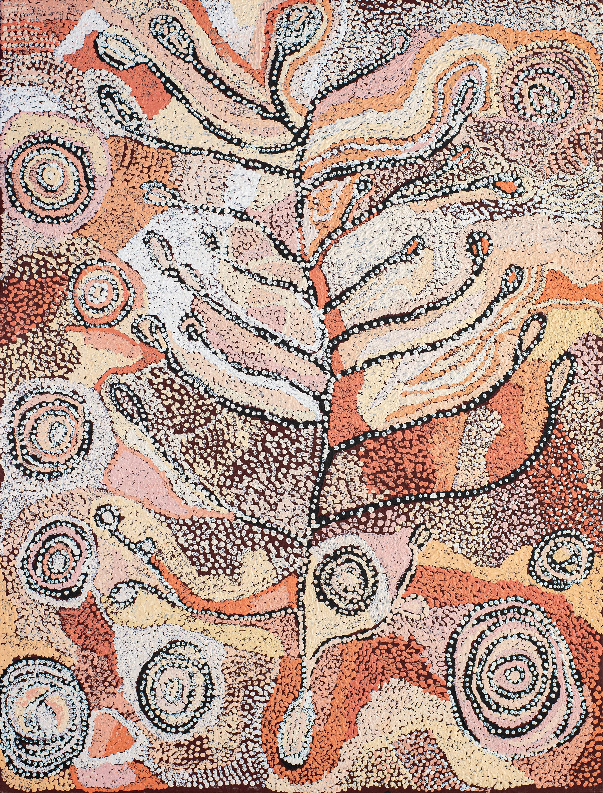 Nellie Ngampa Coulthard - Tjuntala Ngurangka (Country with Acacia Wattle) - 122 x 91 cm - 207-25