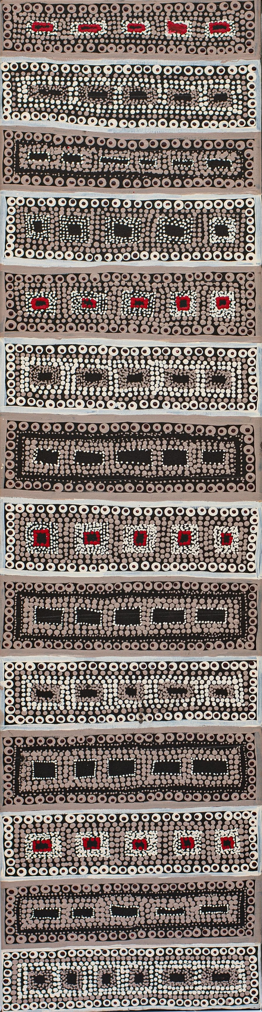 Melissa Nampijinpa Karpa - Ngapa Jukurrpa (Water Dreaming) - Puyurru - 122 x 30 cm - 833/24