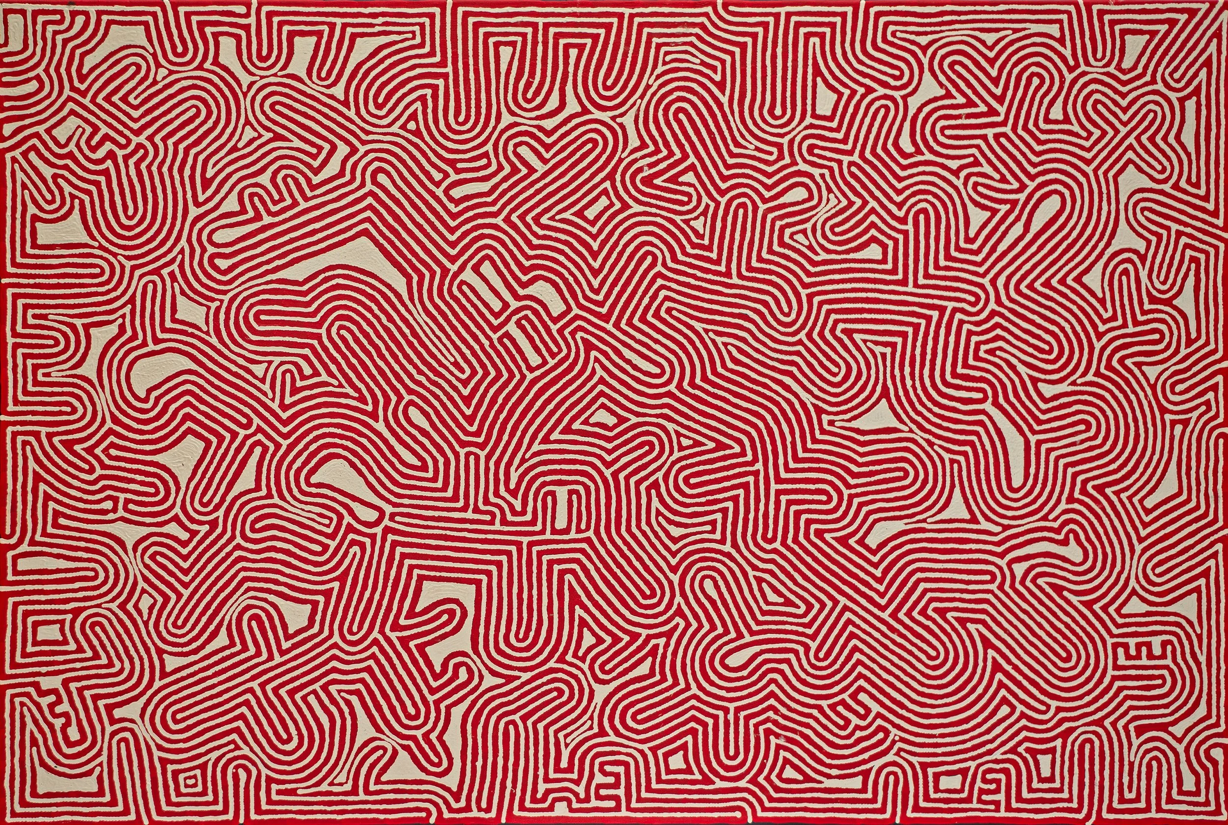 Walter Jangala Brown - Tingari Cycle sacred story - 183 x 122 cm - 2821/23