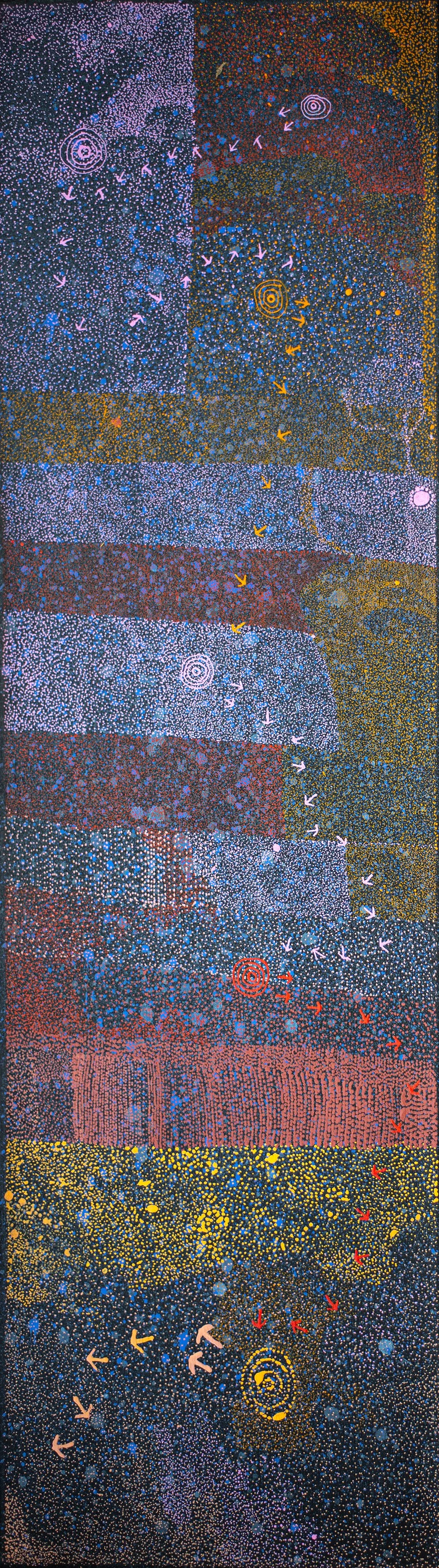 Lloyd Jampijinpa Brown - Yankirri Jukurrpa (Emu Dreaming) - Ngarlikirlangu - 107 × 30 cm - 3696/25