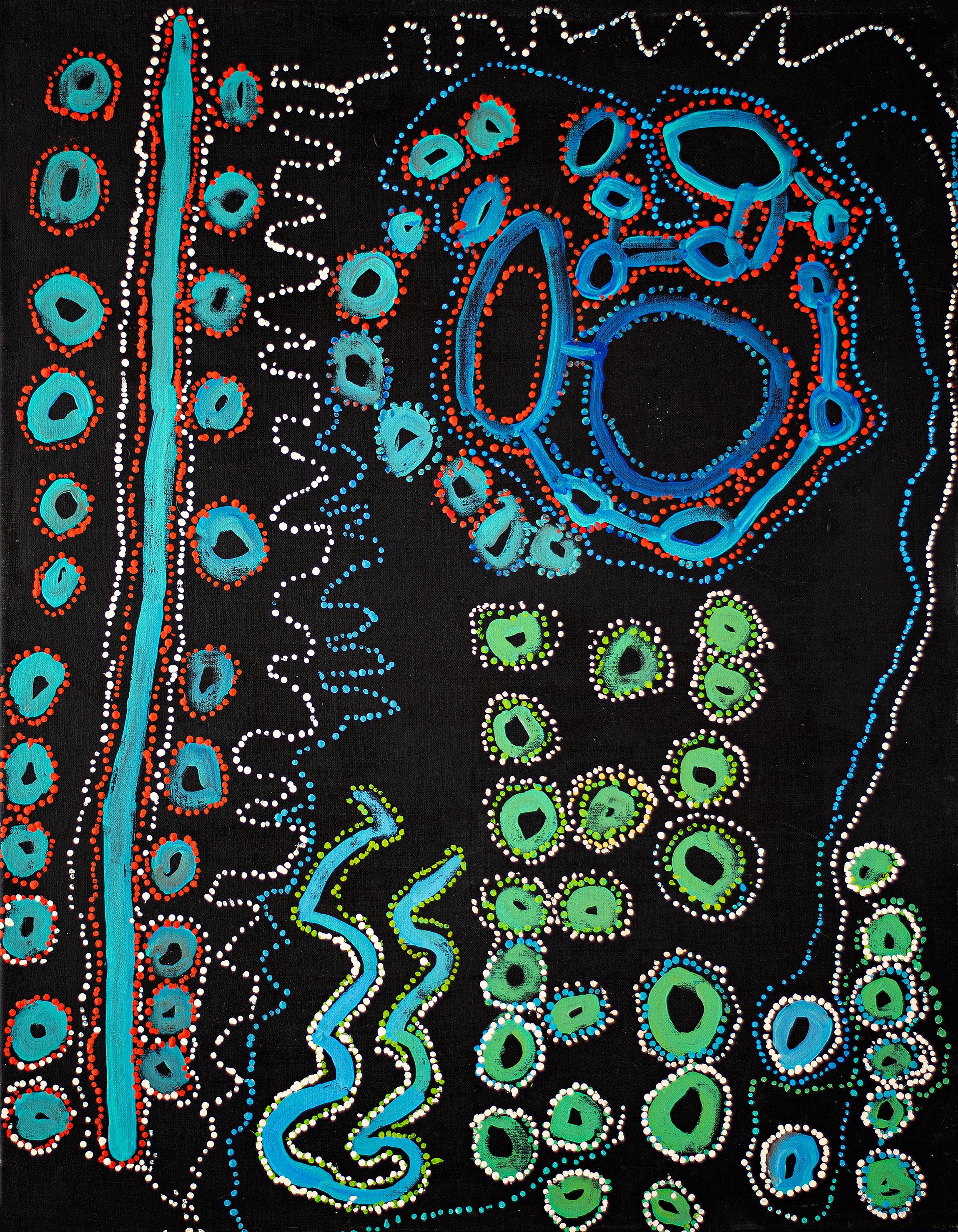 Lawrence Pennington - Pukara Dreaming Time story - 110 x 85 cm - 14210