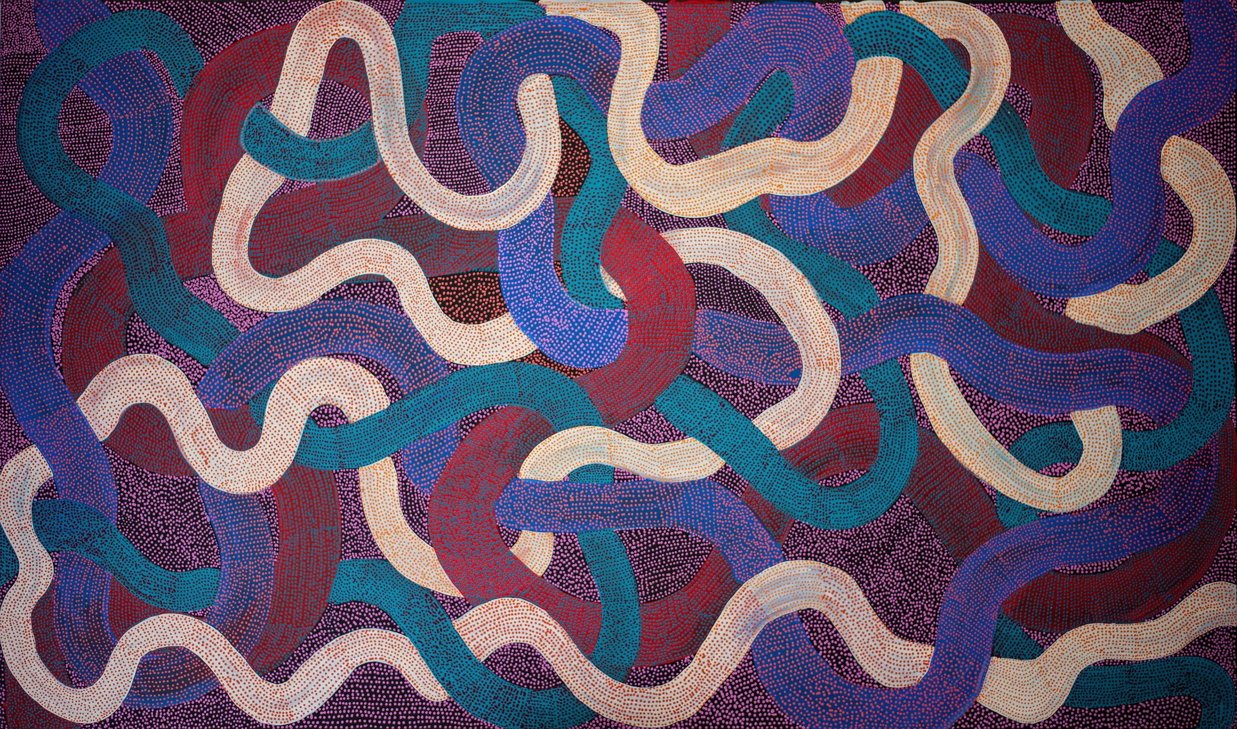 Vanetta Nampijinpa Hudson - Warlukurlangu Jukurrpa (Fire country Dreaming) - 183 x 107 cm- 1461/25
