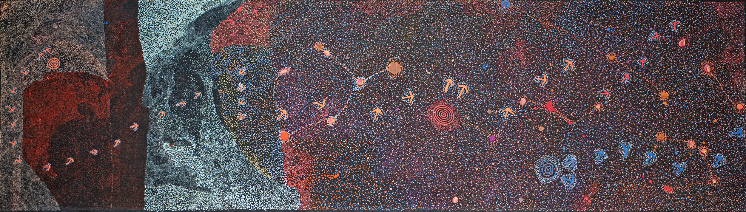 Lloyd Jampijinpa Brown - Yankirri Jukurrpa (Emu Dreaming) - Ngarlikirlangu - 107 × 30 cm - 3597/25