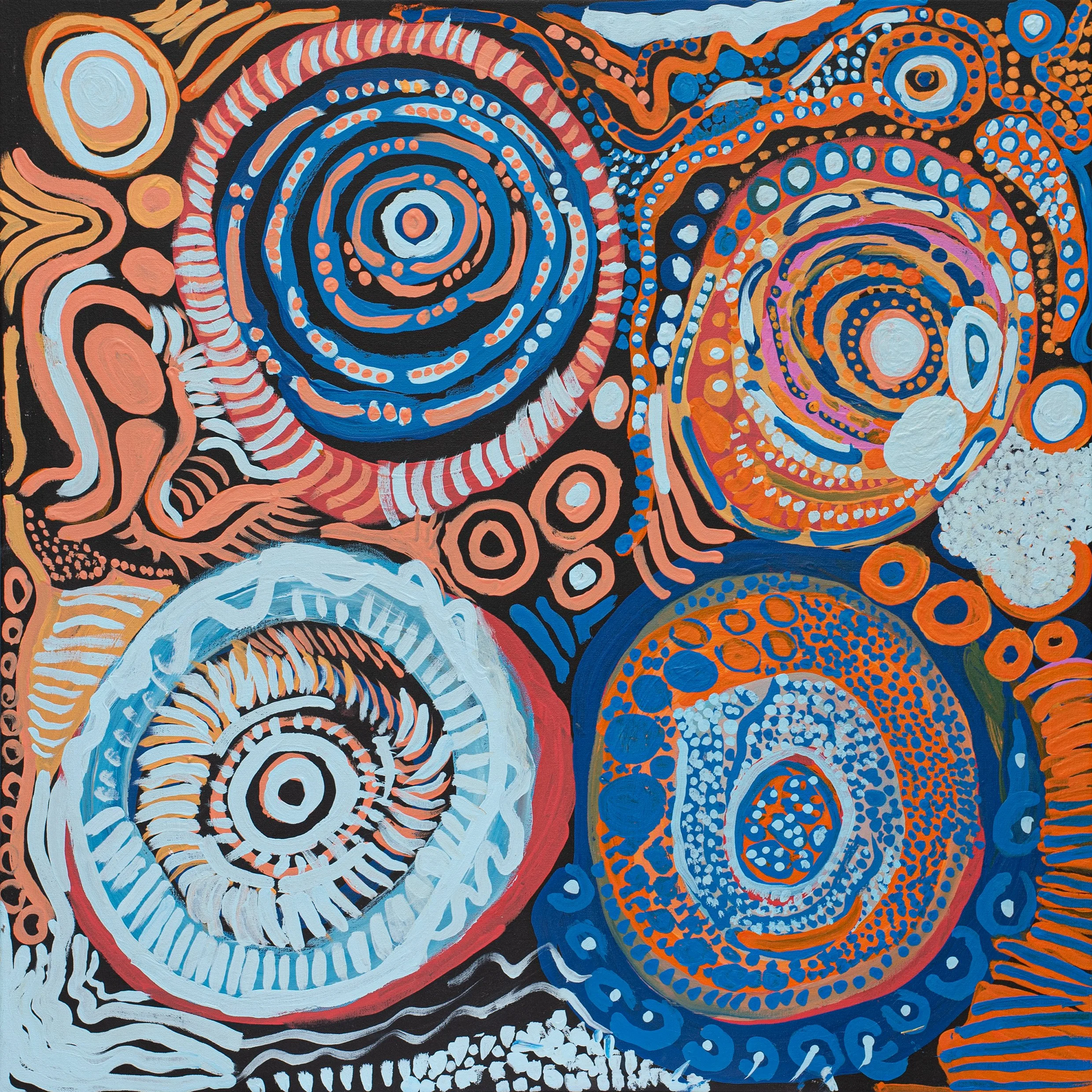 Margaret Inyika Wells - Margaret’s Father’s Country - 81 x 81 cm - 280-25 (sold)