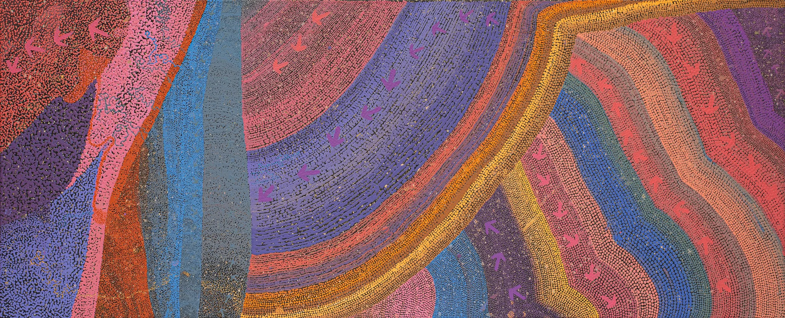 Lloyd Jampijinpa Brown - Yankirri Jukurrpa (Emu Dreaming) - Ngarlikirlangu - 152 x 61 cm - 2037/25