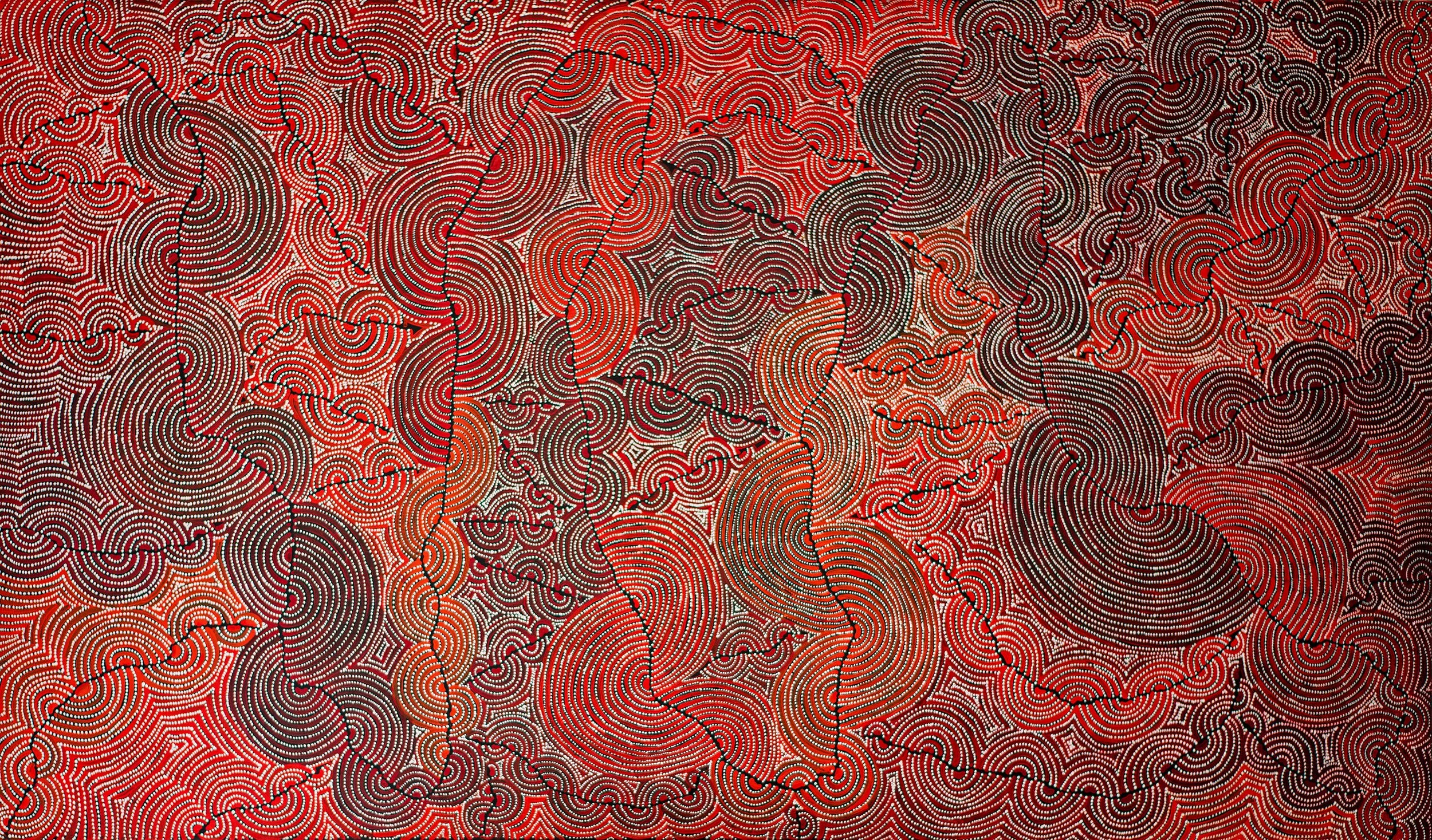 Christine Nakamarra Curtis - Mina Mina Jukurrpa (Mina Mina Dreaming) - 183 x 107 cm - 560/25ny