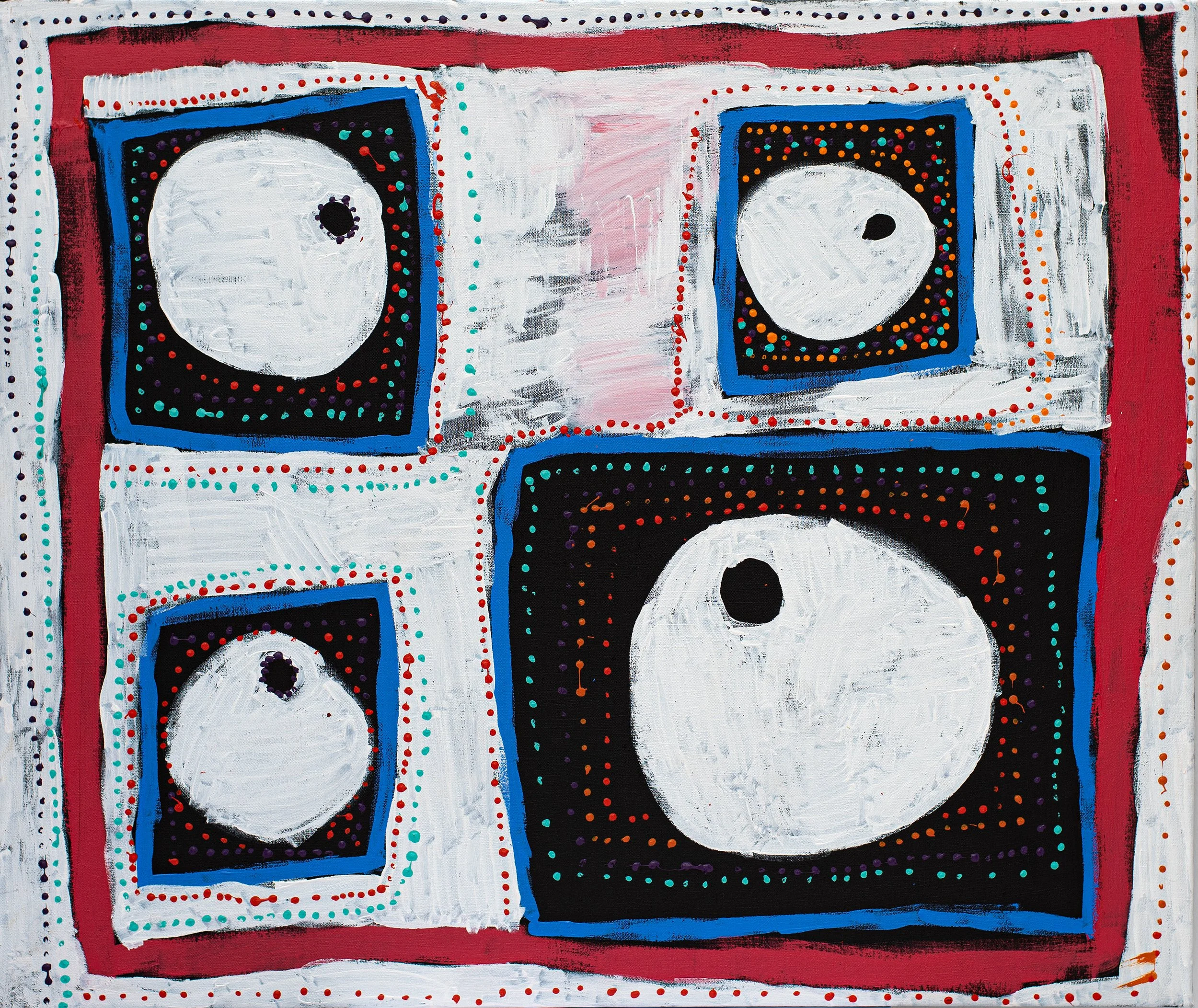 Tasha Nampijinpa Collins - Ngapa Jukurrpa (Water Dreaming) - Puyurru - 91 x 76 cm - 4384/23