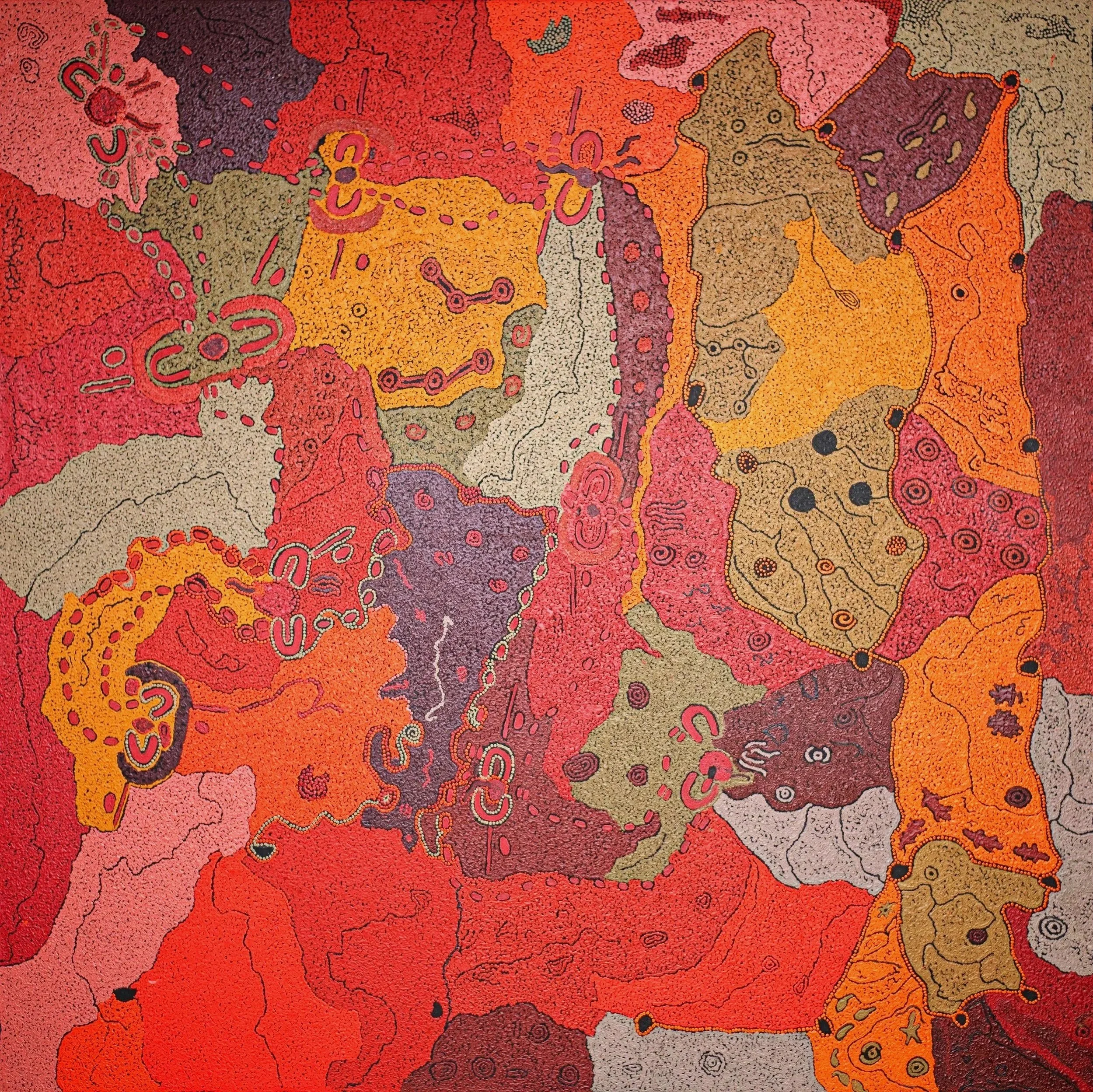 Keith & Tjampawa Stevens - Nyapari Tjukurpa - 200 x 200 cm - 12188b