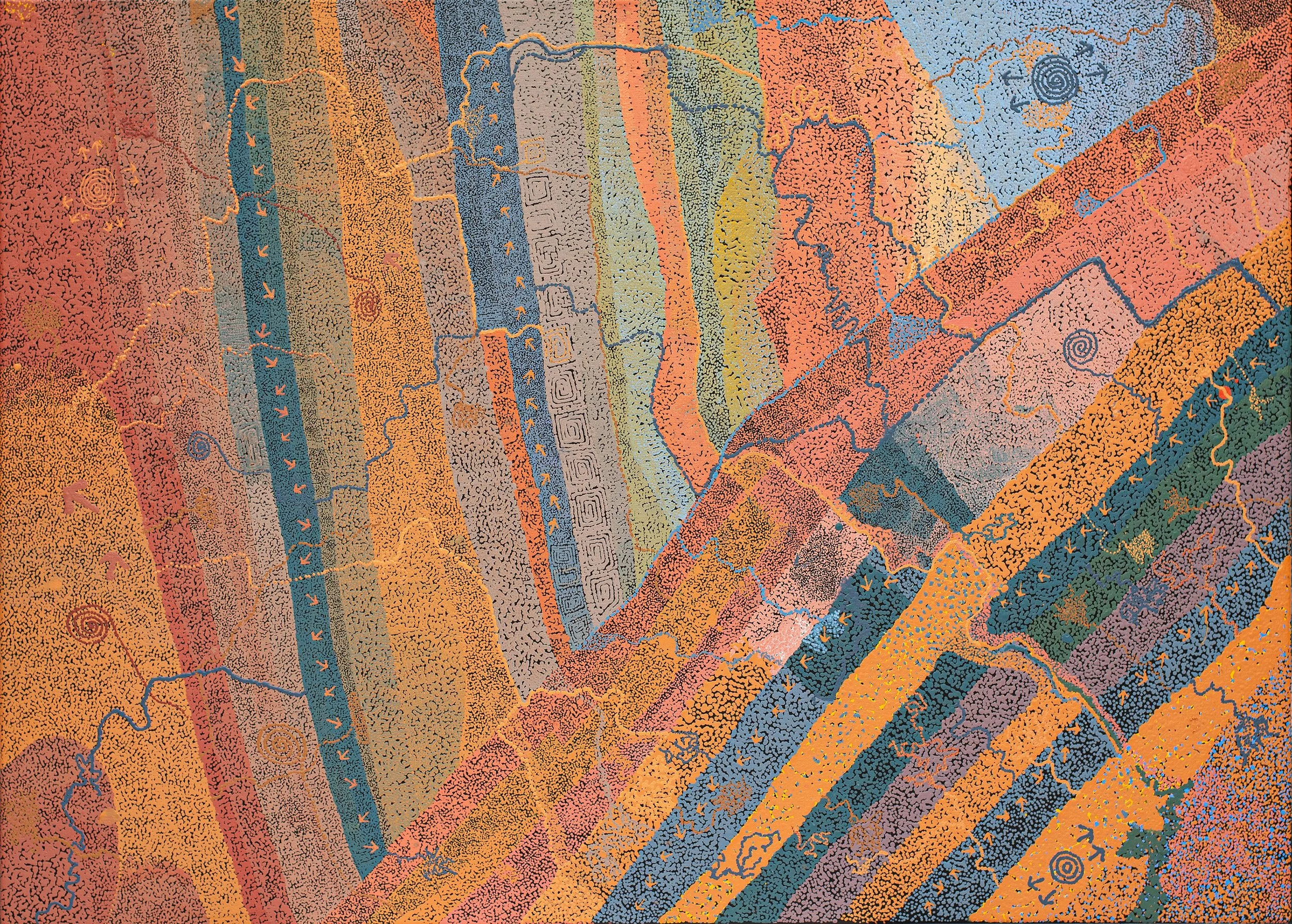 Lloyd Jampijinpa Brown - Yankirri Jukurrpa (Emu Dreaming) - Ngarlikirlangu - 107 × 76 cm - 97/25