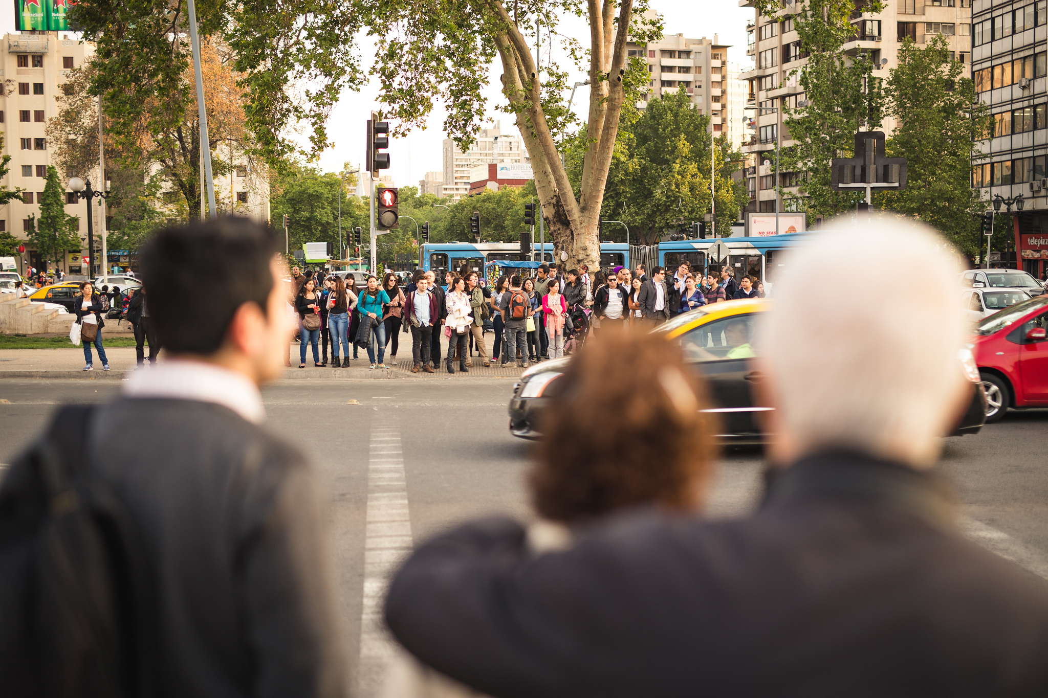 Busy streets in downtown Santiago.