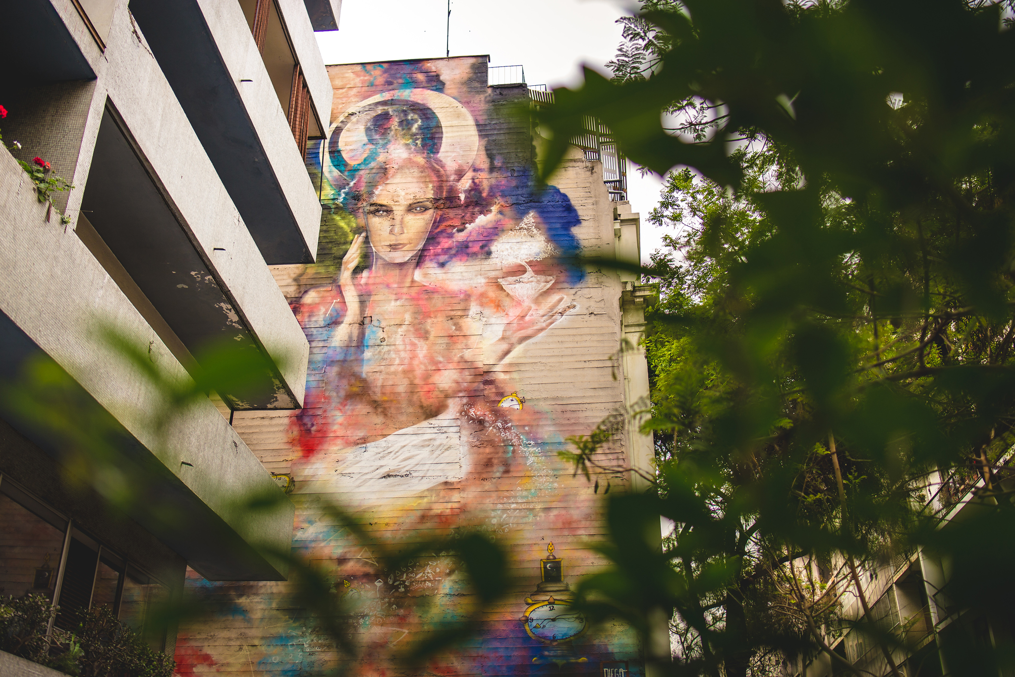 Street art peeking from the buildings around you.