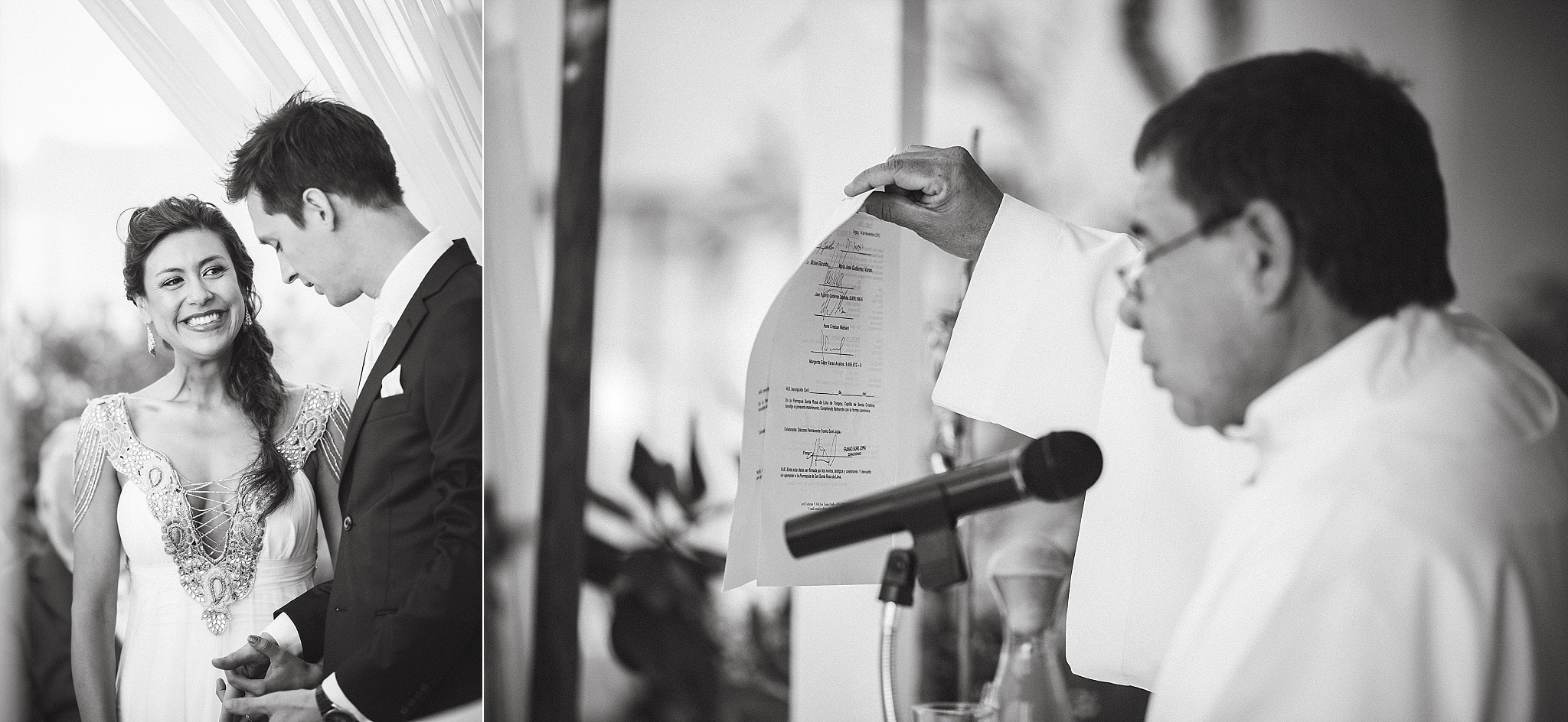 The priest showing to all guests the most importing document, the one confirming their marriage.