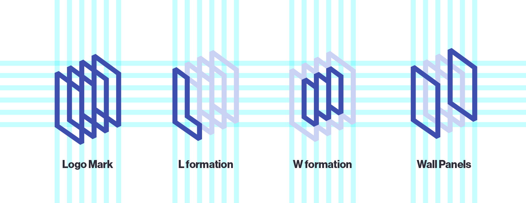 The logomark represents the collection of artists works/walls, as well as an L and a W.
