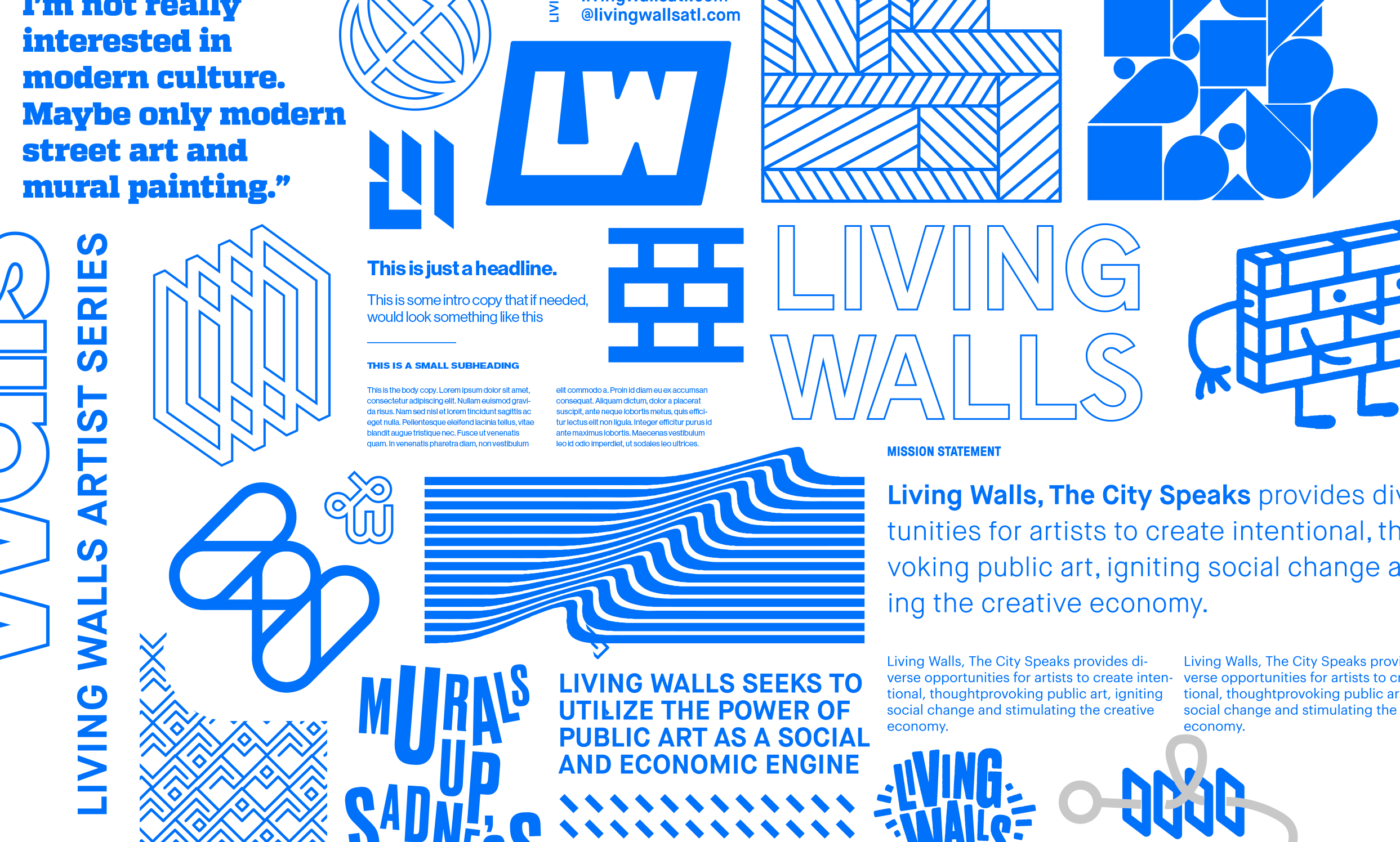 A collection of brand materials that didn’t make the cut through early brand directions along with some materials that made it’s way into the final.