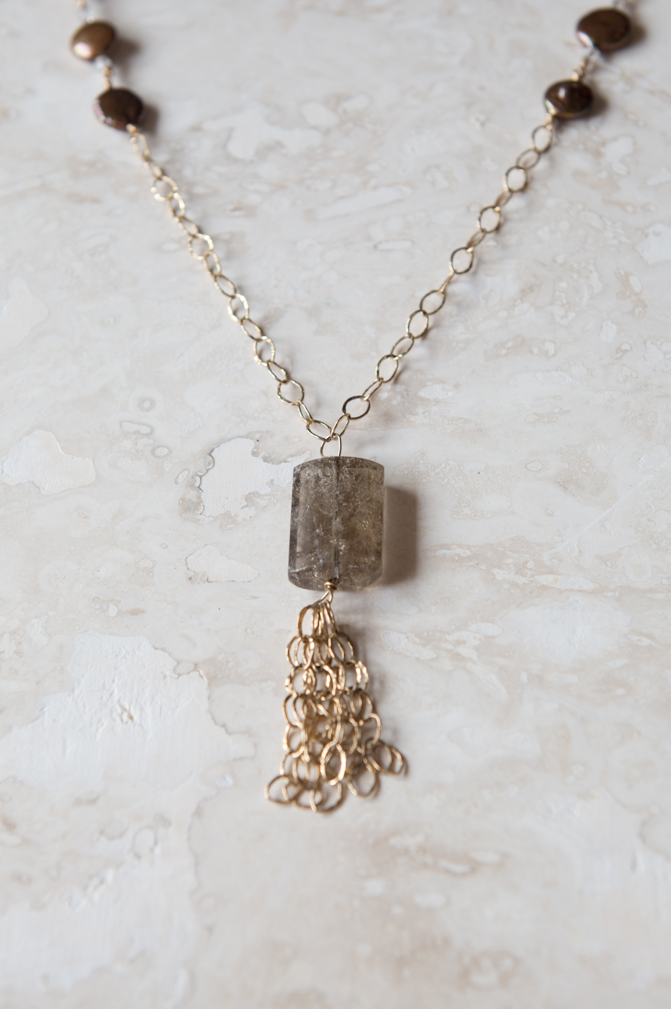 Smokey Quartz + Tassel Necklace