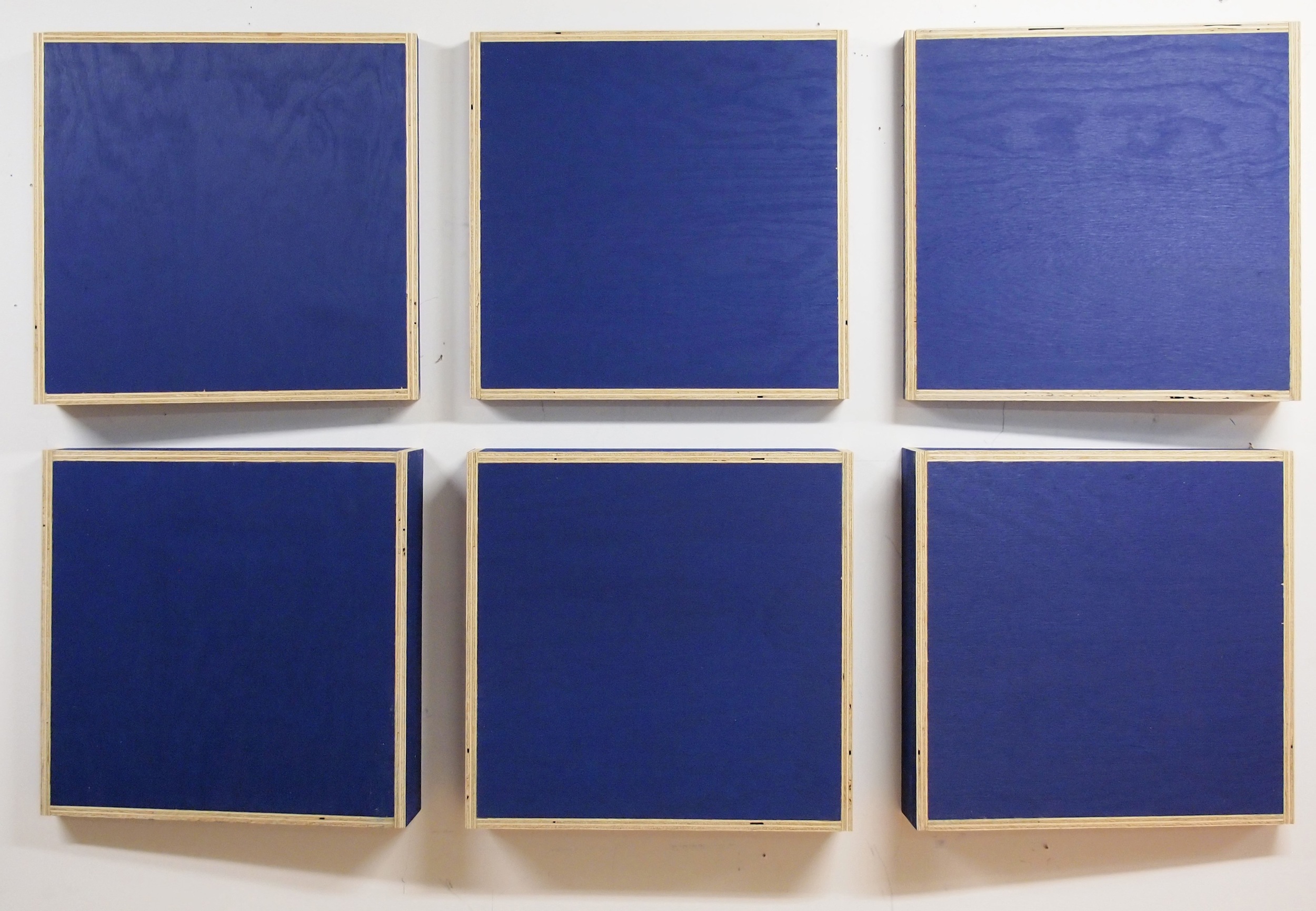   Transitional Geometry in Blue (Figure 18)  , 2012 -&nbsp;2014. Eggshell on acrylic on plywood.  