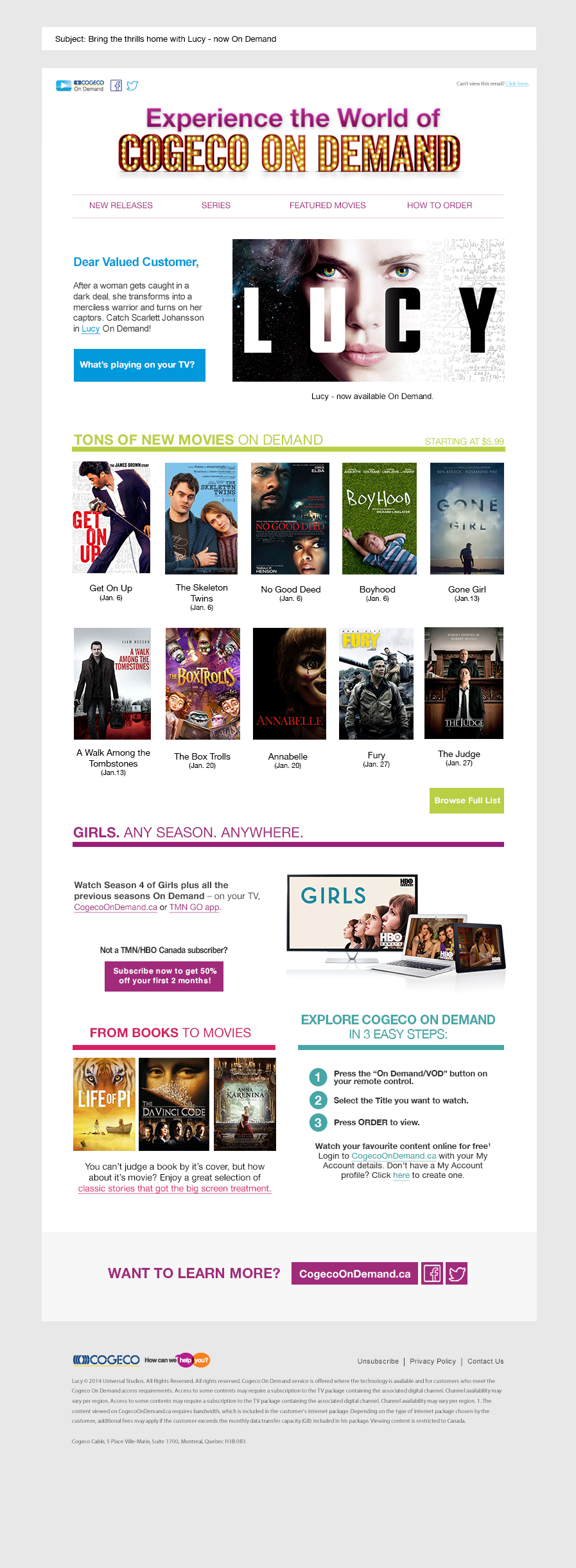 Click to enlarge. A redesign of the Cogeco email template to be used monthly. ACD: Joe Morris.