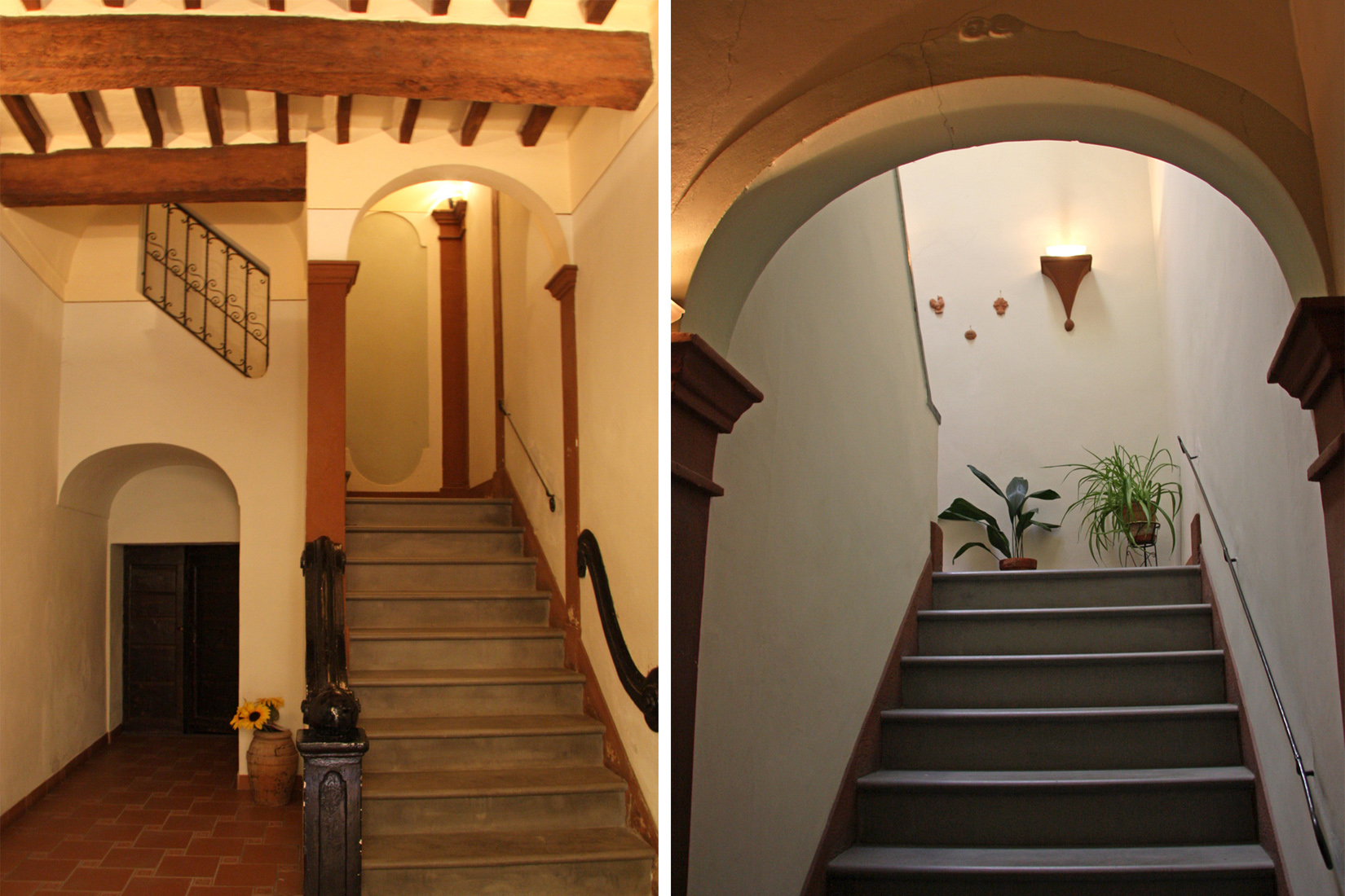 Interior hallway: entrance and stairs leading to apartment