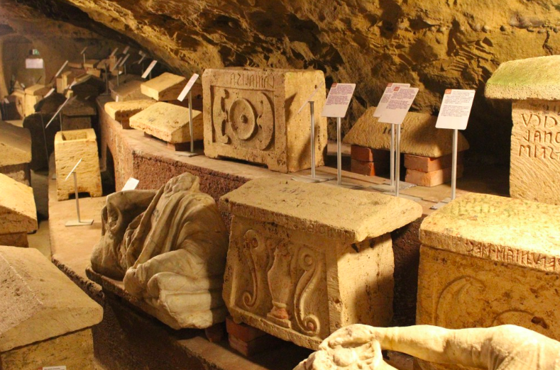 Etruscan tomb markers in the underground city