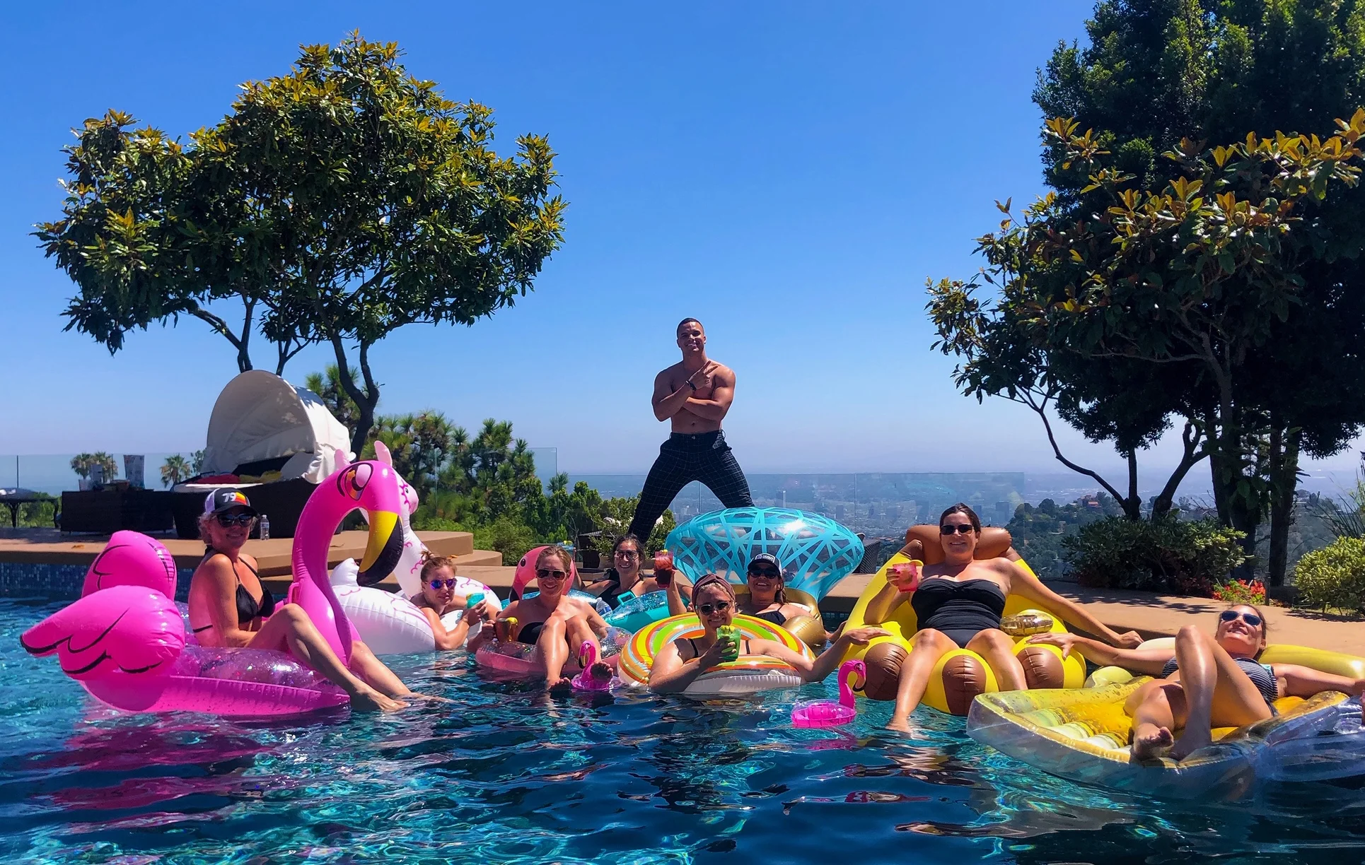 Manny brining good vibes poolside in the Hollywood Hills
