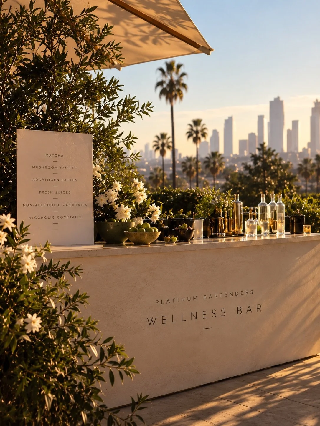 Wellness bars are now highly requested at our events across Los Angeles, and we&rsquo;re here for it. 🌿

We&rsquo;ll build the right bar experience to suit your vision.

From matcha and mushroom coffee to fresh juices, zero-proof cocktails and, of c