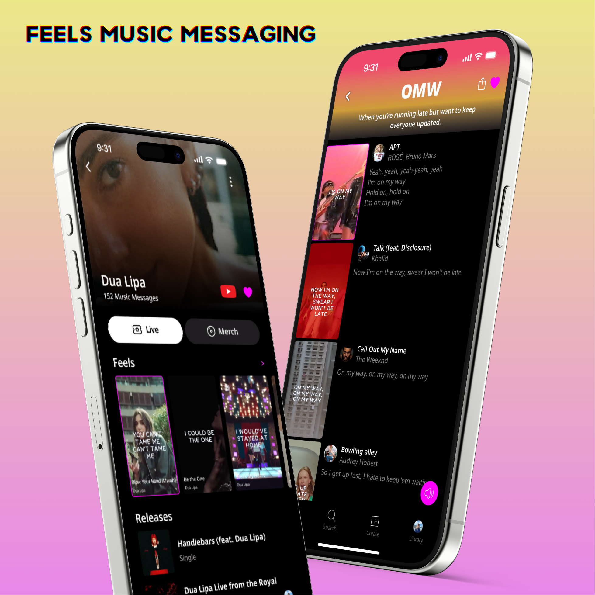  Feels is a next-generation music messaging app that redefines how people connect through sound. Designed for a generation that expresses itself beyond text, Feels lets users send and receive short-form music video clips that capture emotions, moods,