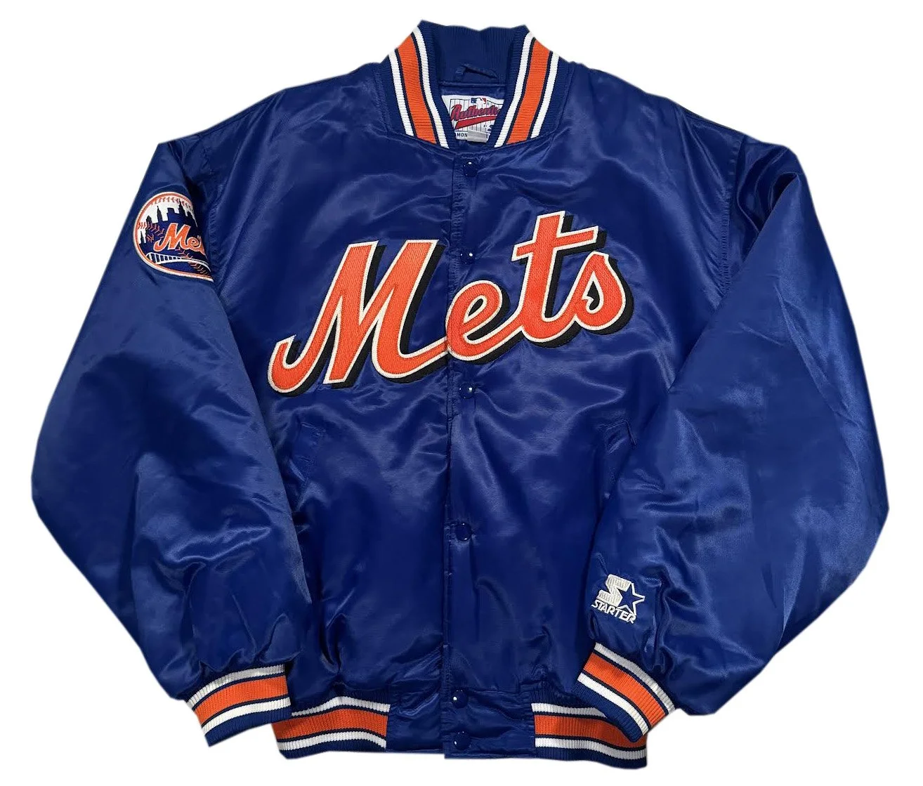 Vintage Starter New York Mets Blue Satin Dugout Jacket (Size M)
