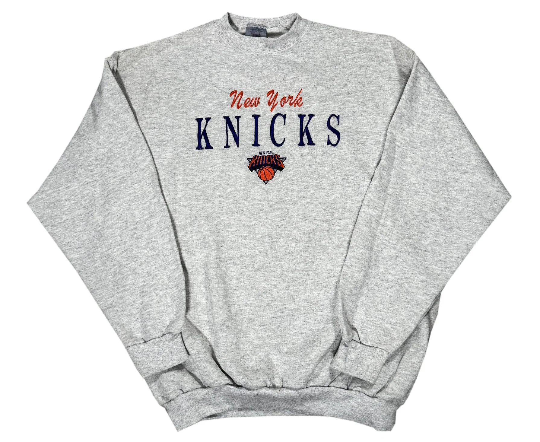 Vintage Logo 7 New York Knicks Heather Grey Embroidered Sweatshirt (Size M,L,XL) NWT