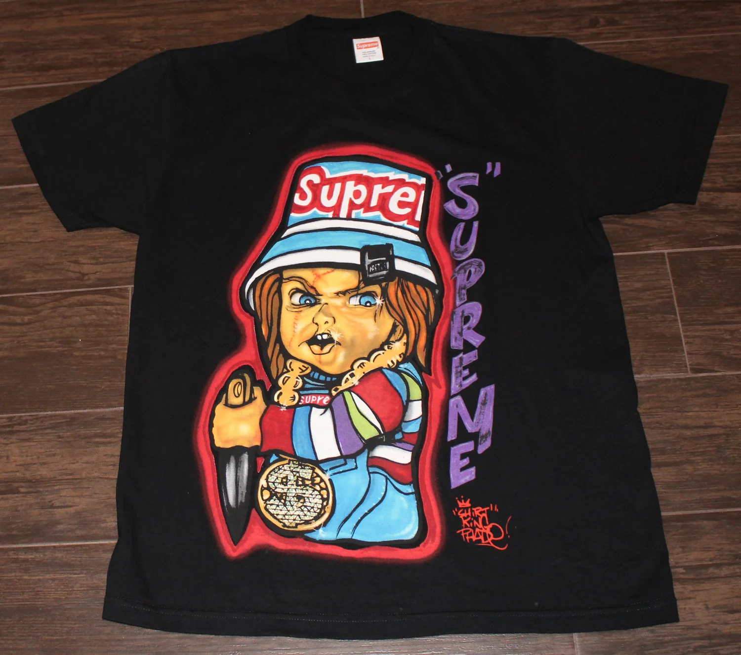 Supreme Chucky X Shirt Kings Black Graffiti T Shirt S/S 14 (Size L 