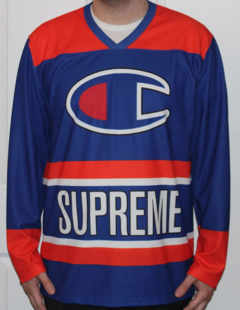 Blue Supreme Hockey Sweatshirt Supreme X Champion Blue/Orange