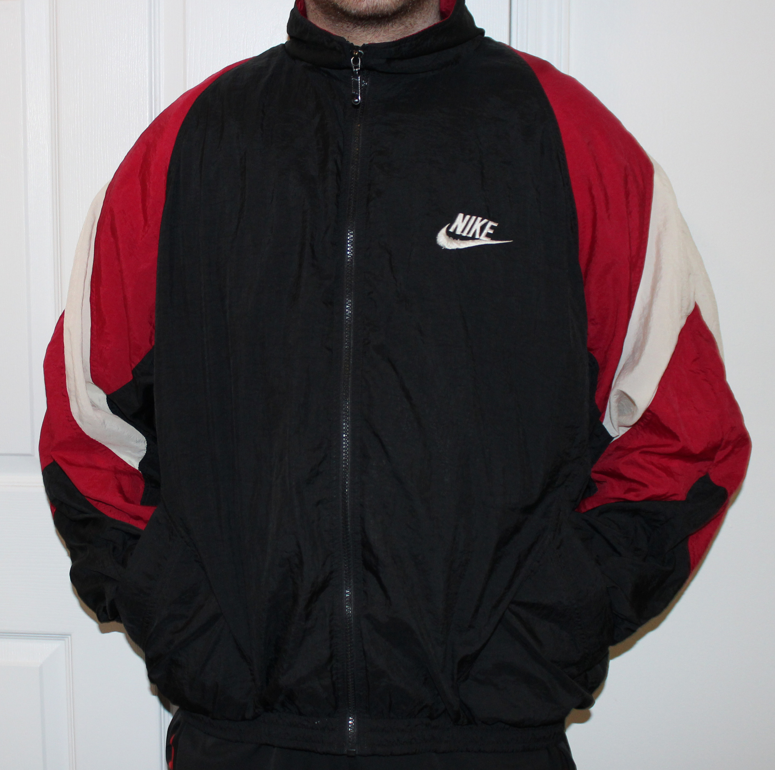 black and white vintage nike windbreaker