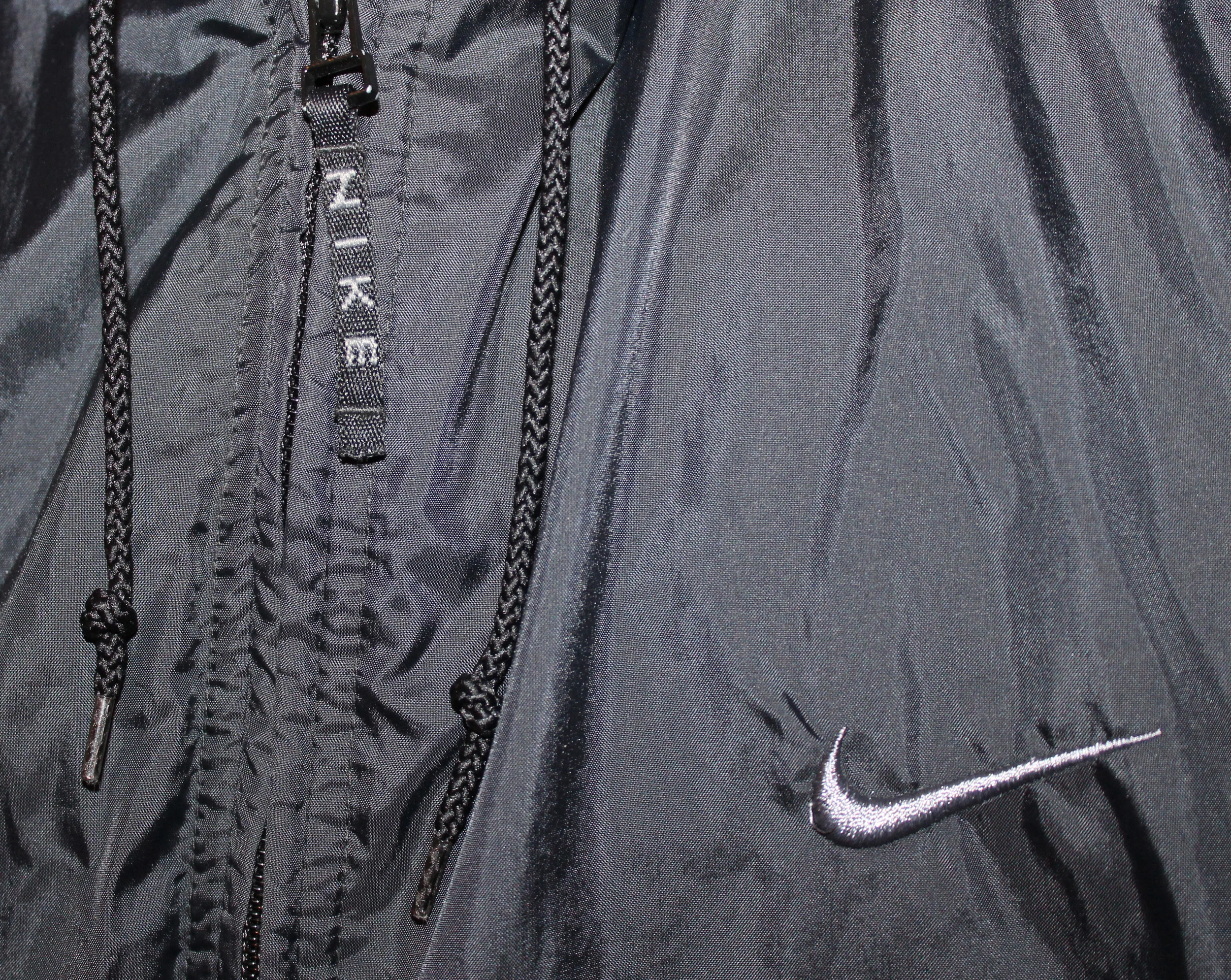 Nike early 00s black/grey cotton lines spell out windbreaker