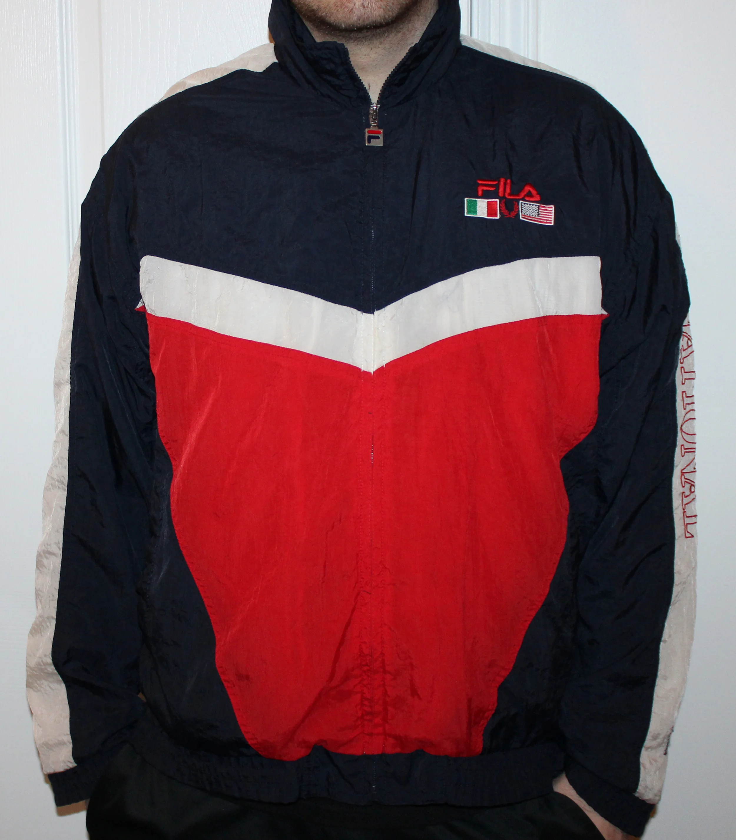 Vintage 90s Fila International navy/red/white windbreaker