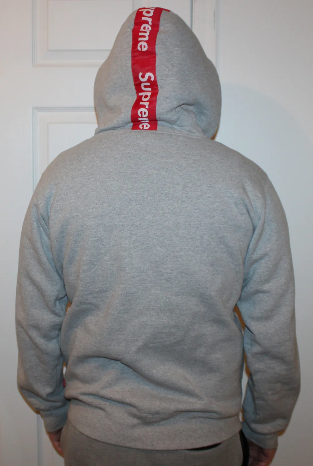 Supreme Grey Tape Logo Hoodie FW 14(Size L) — RootsBK
