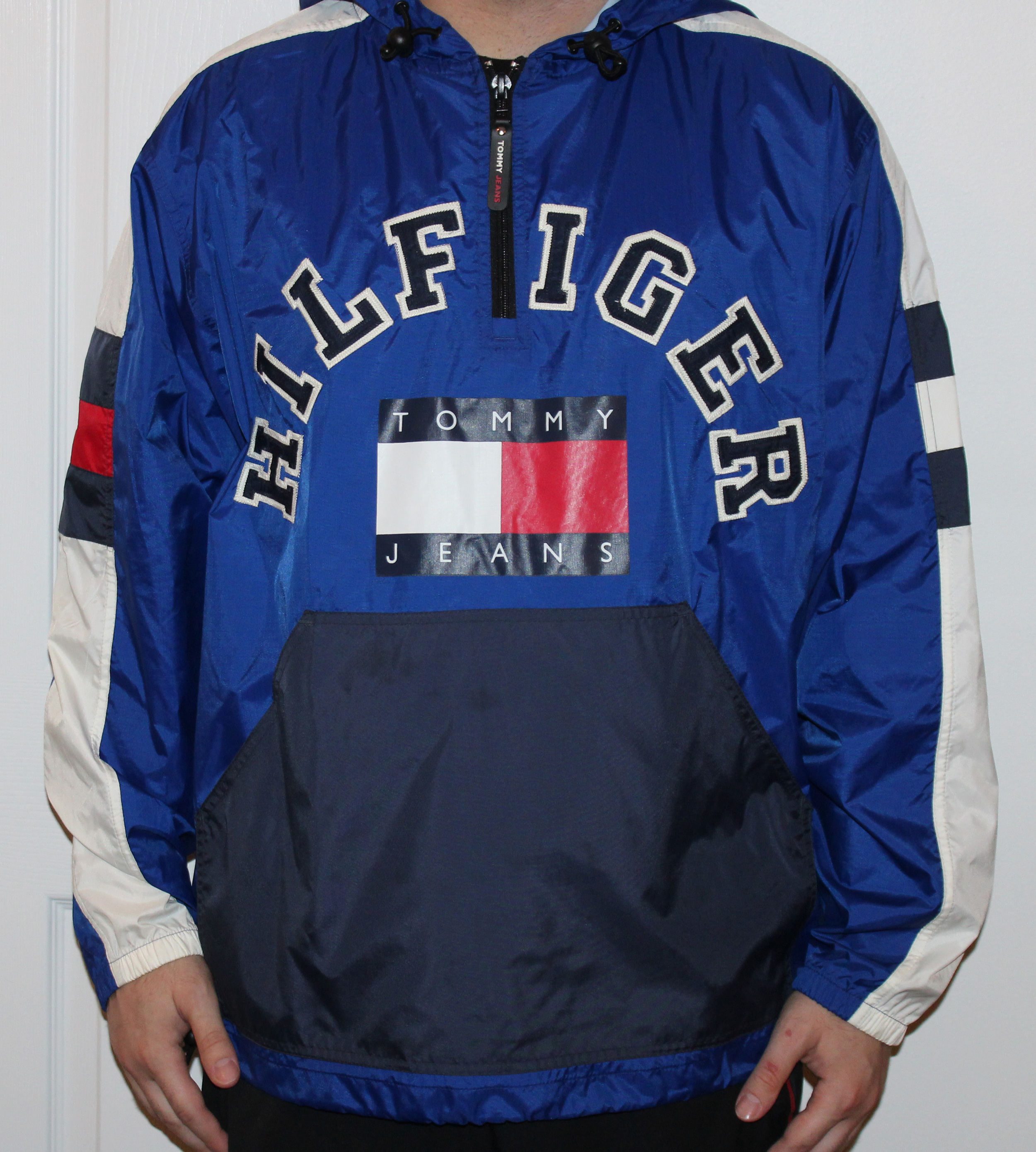 tommy jeans logo half zip anorak jacket