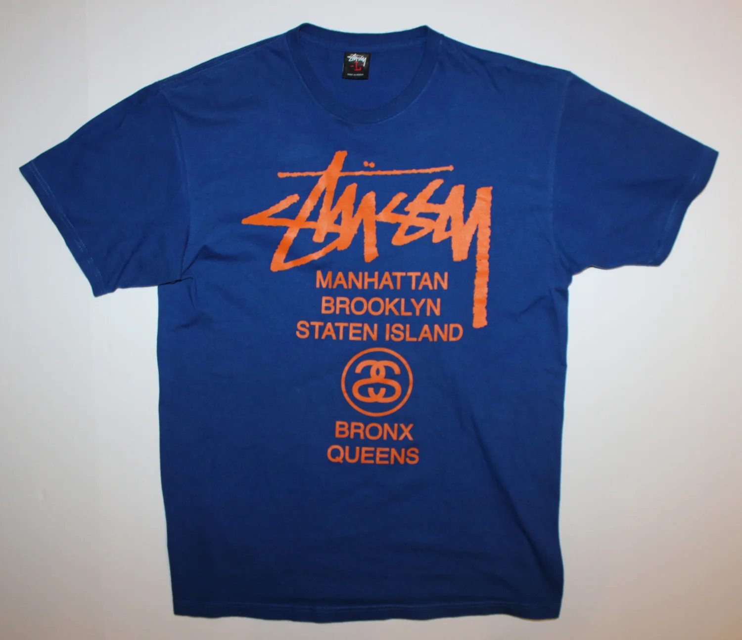 Stussy Blue / Orange New York City T Shirt (Size L) — RootsBK