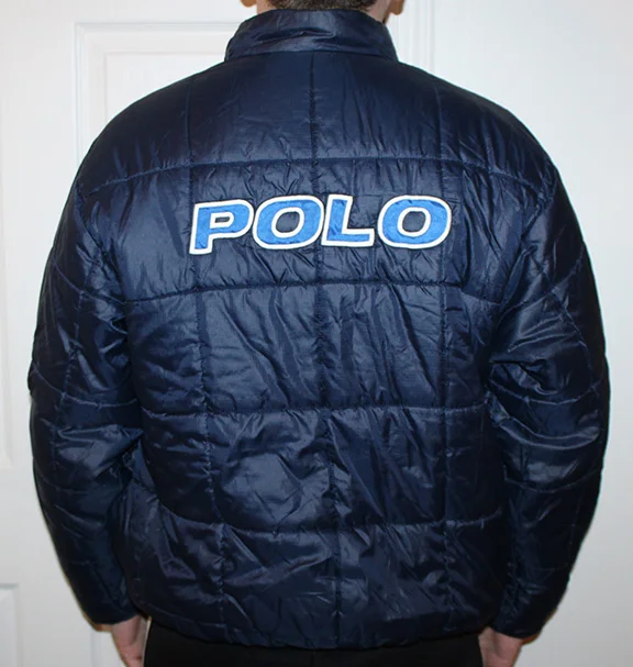 Vintage 90s Polo Sport reversible bubble pullover in yellow/navy