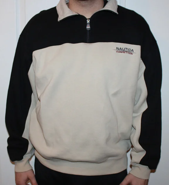 Vintage Nautica Competition black and tan 1/4 zip sweatshirt