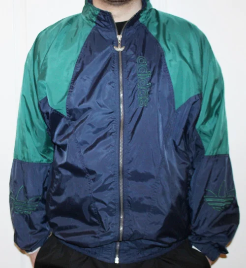 adidas blue and green windbreaker