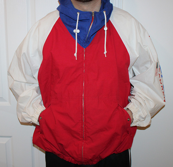 Vintage Polo Sport Ralph Lauren Red / White / Blue Spell-Out Light Cotton  Jacket (Size XL) — Roots