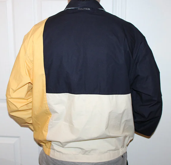 Vintage Nautica NKZ yellow, navy and white color block jacket