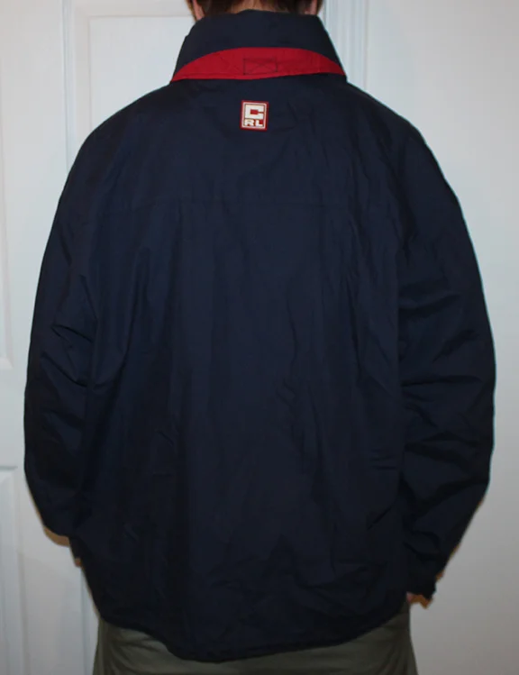 Vintage Chaps RL navy and red 1/2 zip windbreaker