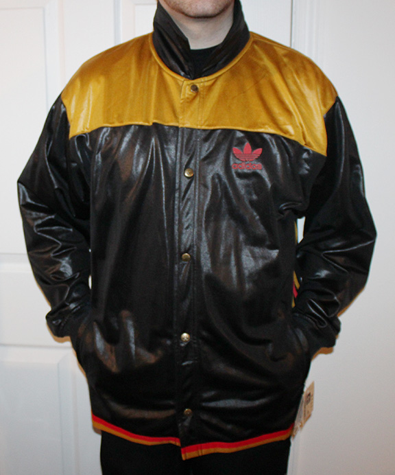 red and gold adidas jacket