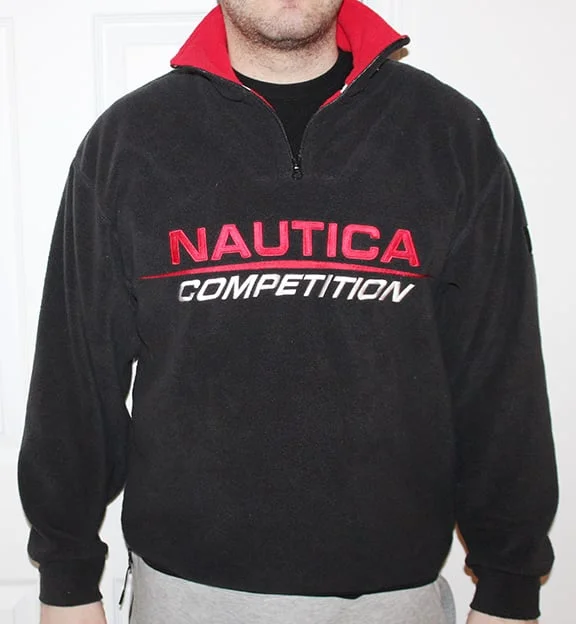 vintage nautica competition fleece black red .jpg