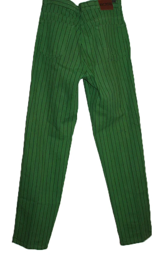 Vintage Boss jeans in green with black pinstripes