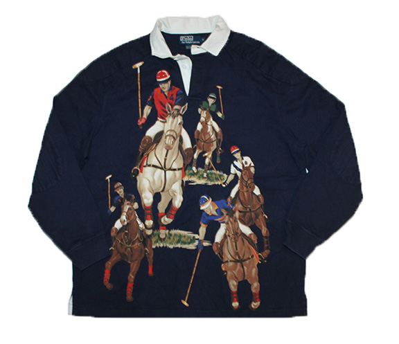 Vintage Polo Ralph Lauren 5 Horseman Navy Rugby (Size M) — Roots
