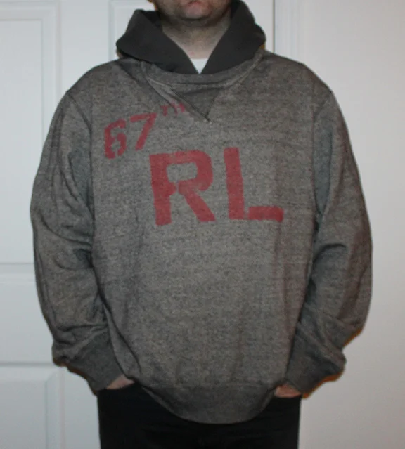 Polo 67 RL big logo heather charcoal grey and red hoodie